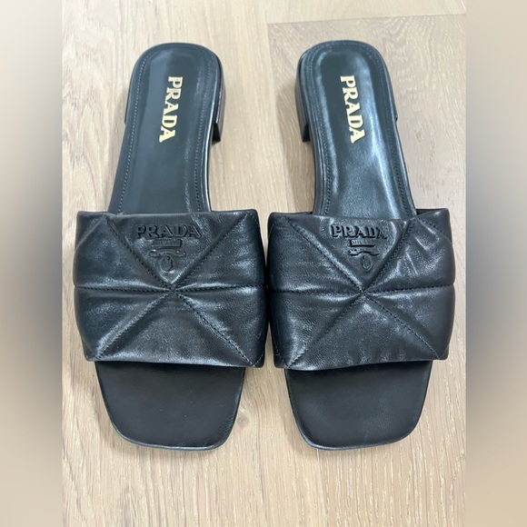 Prada Shoes - Prada Black Quilted Leather Slides